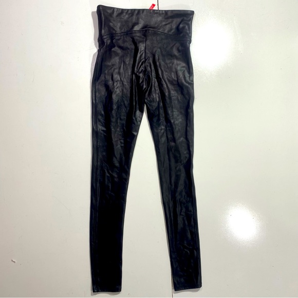 SPANX Black Metallic Faux Leather Lift Core Compression High Waist Leggings M - Picture 7 of 16